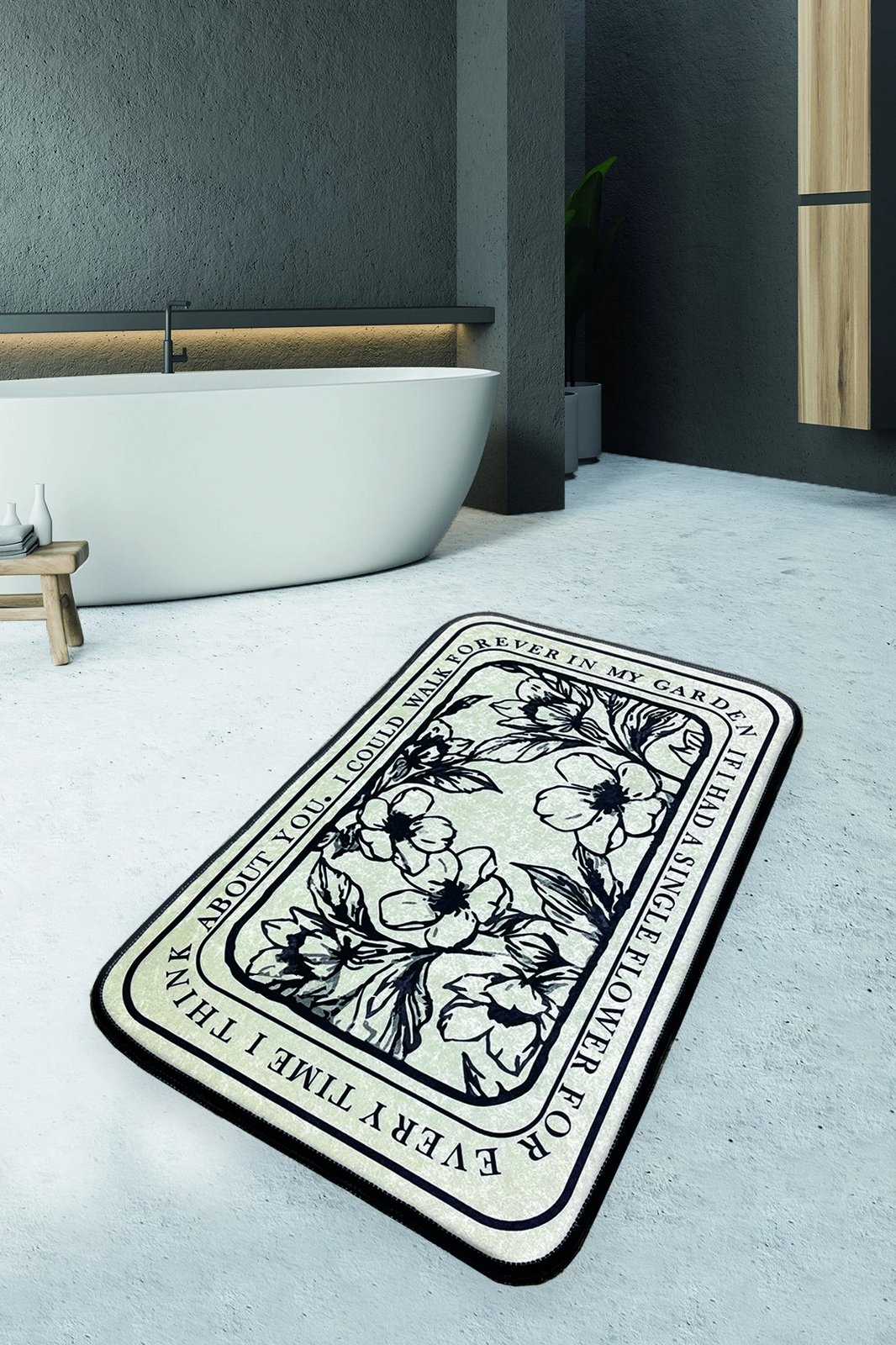 Tapet për banjo Mijölnir, Singleflo, krem dhe e zezë, 70x120cm