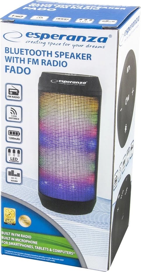 Altoparlant Bluetooth Esperanza FADO EP133K me ndriçim LED, i zi