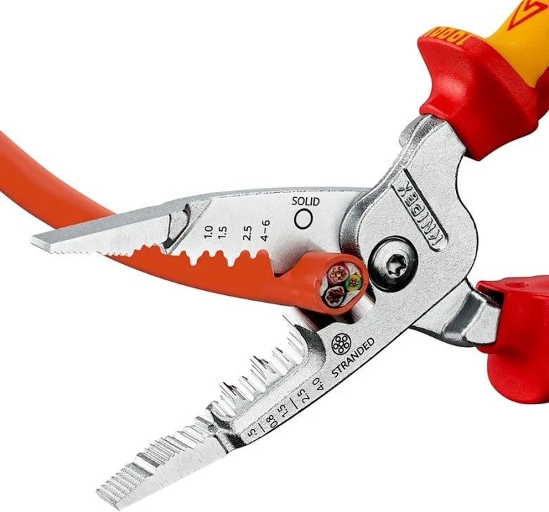 Vegël zhveshëse kabllosh Knipex 13 76 200 ME, çelik inox, 200 mm, e verdhë/e kuqe