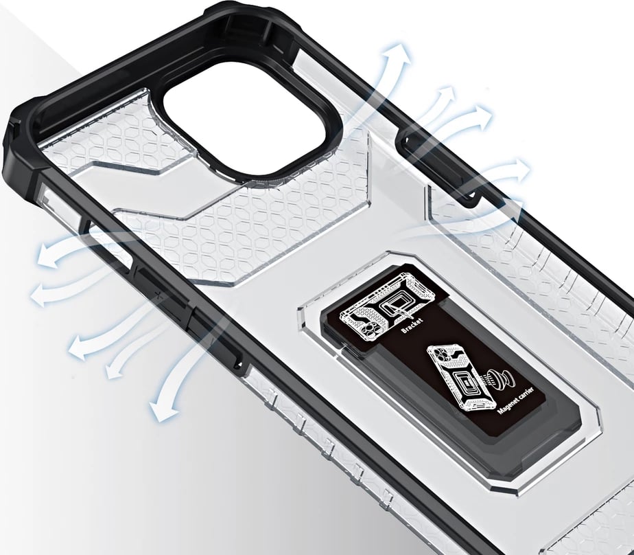 Mbështjellës Hurtel Crystal Ring Case për iPhone 13, me mbajtëse, i zi