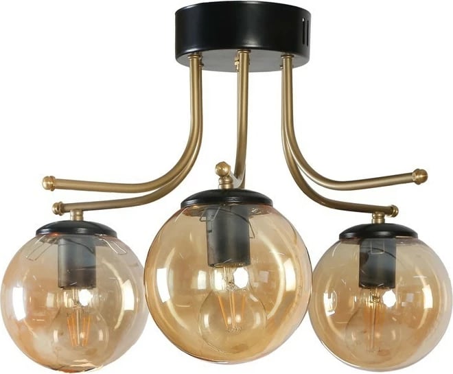 Llambë tavani Opviq Roma, 3 drita, ngjyrë amber dhe e zezë