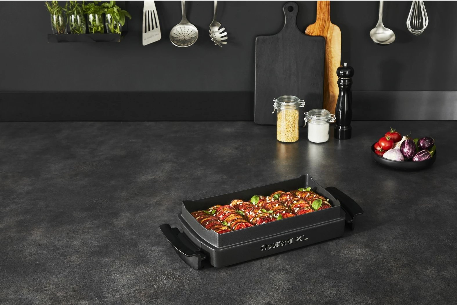 Tavë pjekjeje Tefal XA7278, për OptiGrill XL, drejtkëndëshe, e zezë