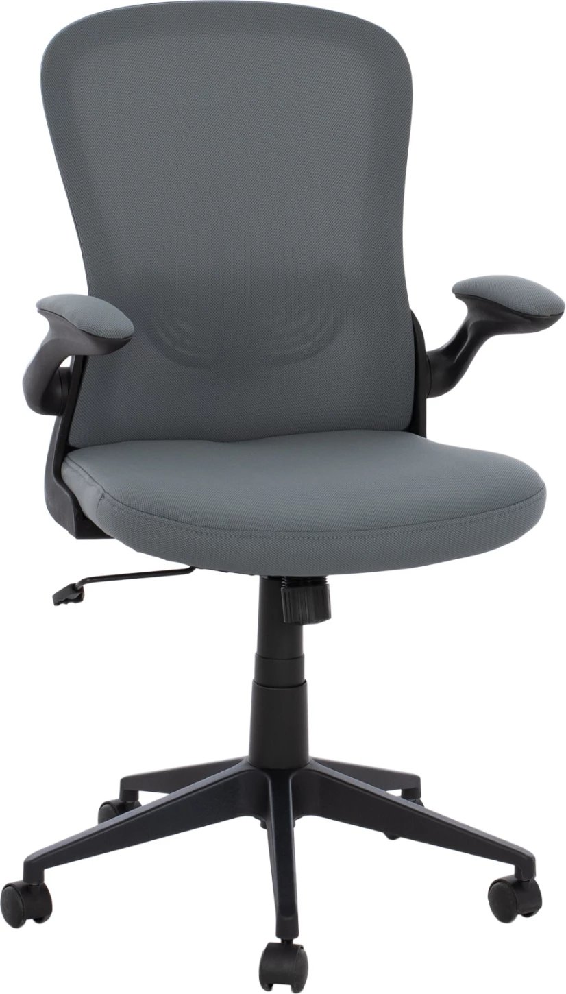 Karrige zyre FH1, kornizë e zezë, pëlhurë rrjetë gri, 60x56x105