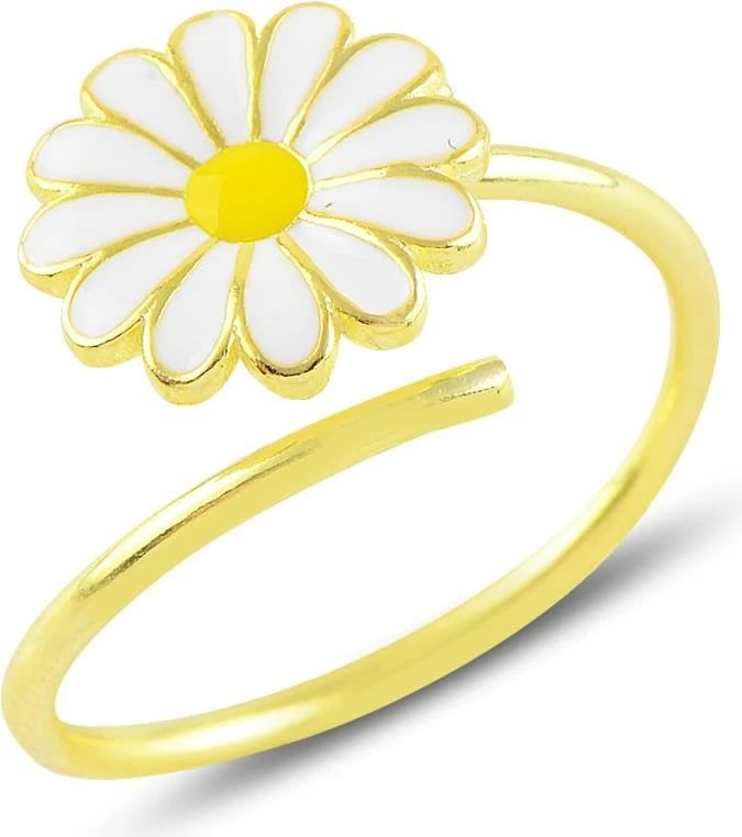 Unazë argjendi me lule, ngjyrë ari, Jumeon, SGTL10987