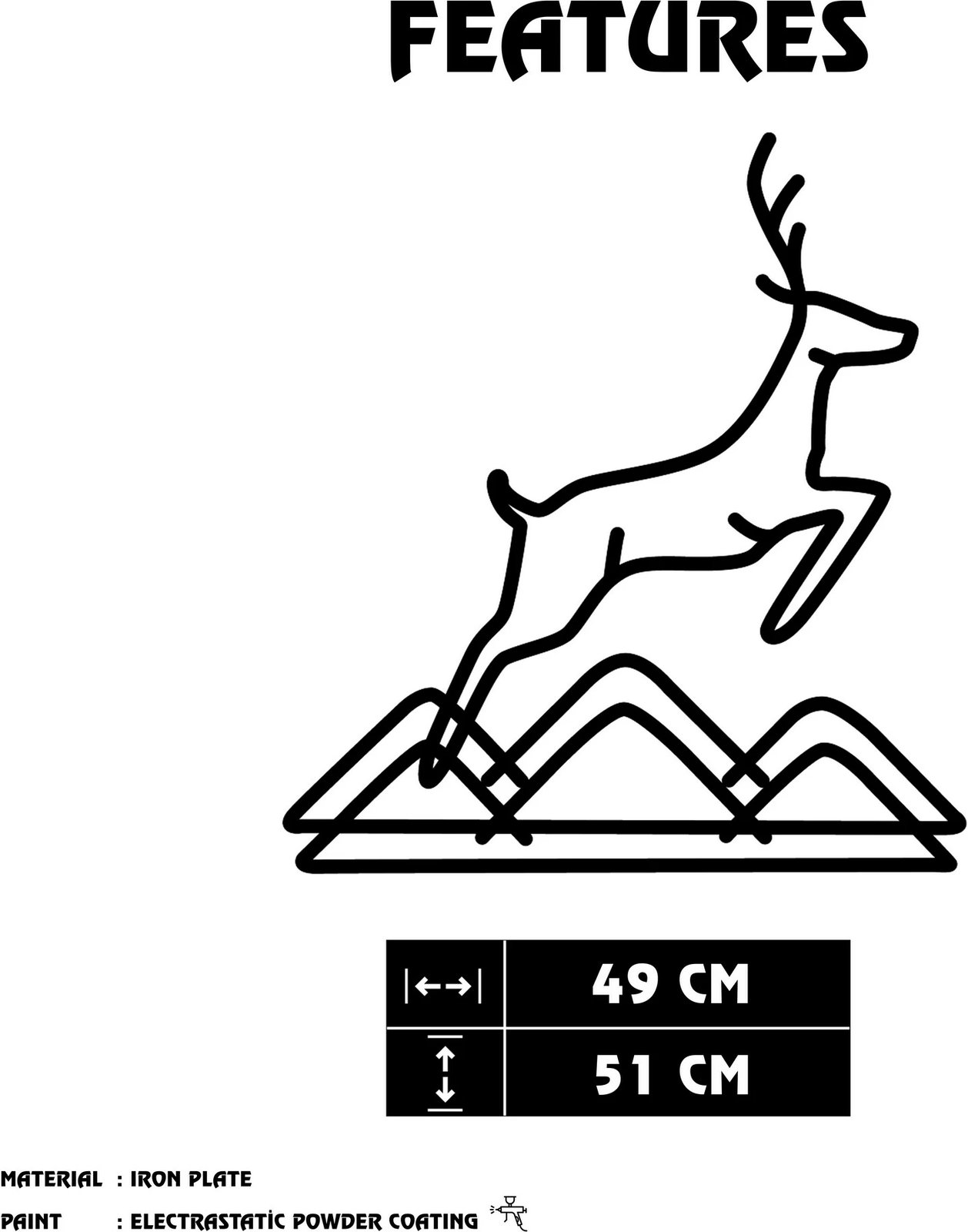 Aksesor dekorativ metalik për mur, Wallity Amentes, ngjyrë e zezë, 49x51cm