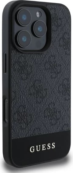 Mbështjellës Guess 4G Bottom Stripe për iPhone 16 Pro Max, Gri