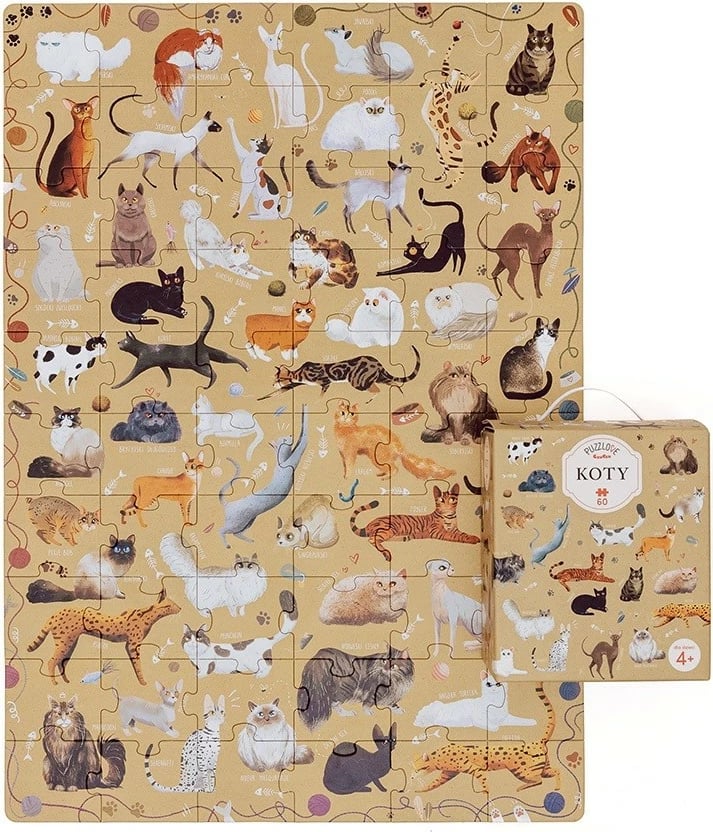 Puzzle për fëmijë CzuCzu Puzzlove Cats, 60 pjesë, shumëngjyrëshe