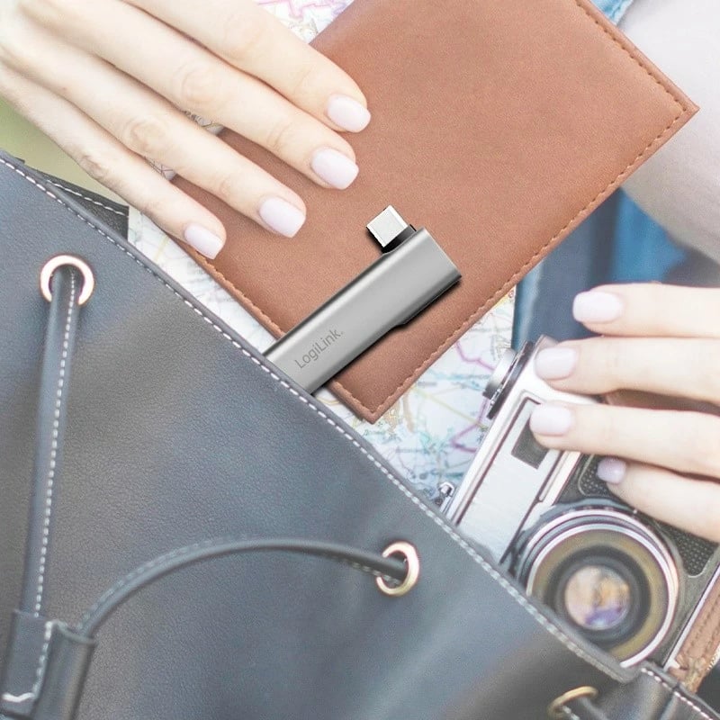 USB-C HUB LogiLink UA0437, 4 porta USB (1x USB 3.0, 3x USB 2.0), argjendtë