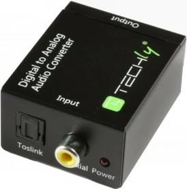 Konvertues audio digjital në analog Techly 301139, Toslink/Coaxial në RCA, i zi