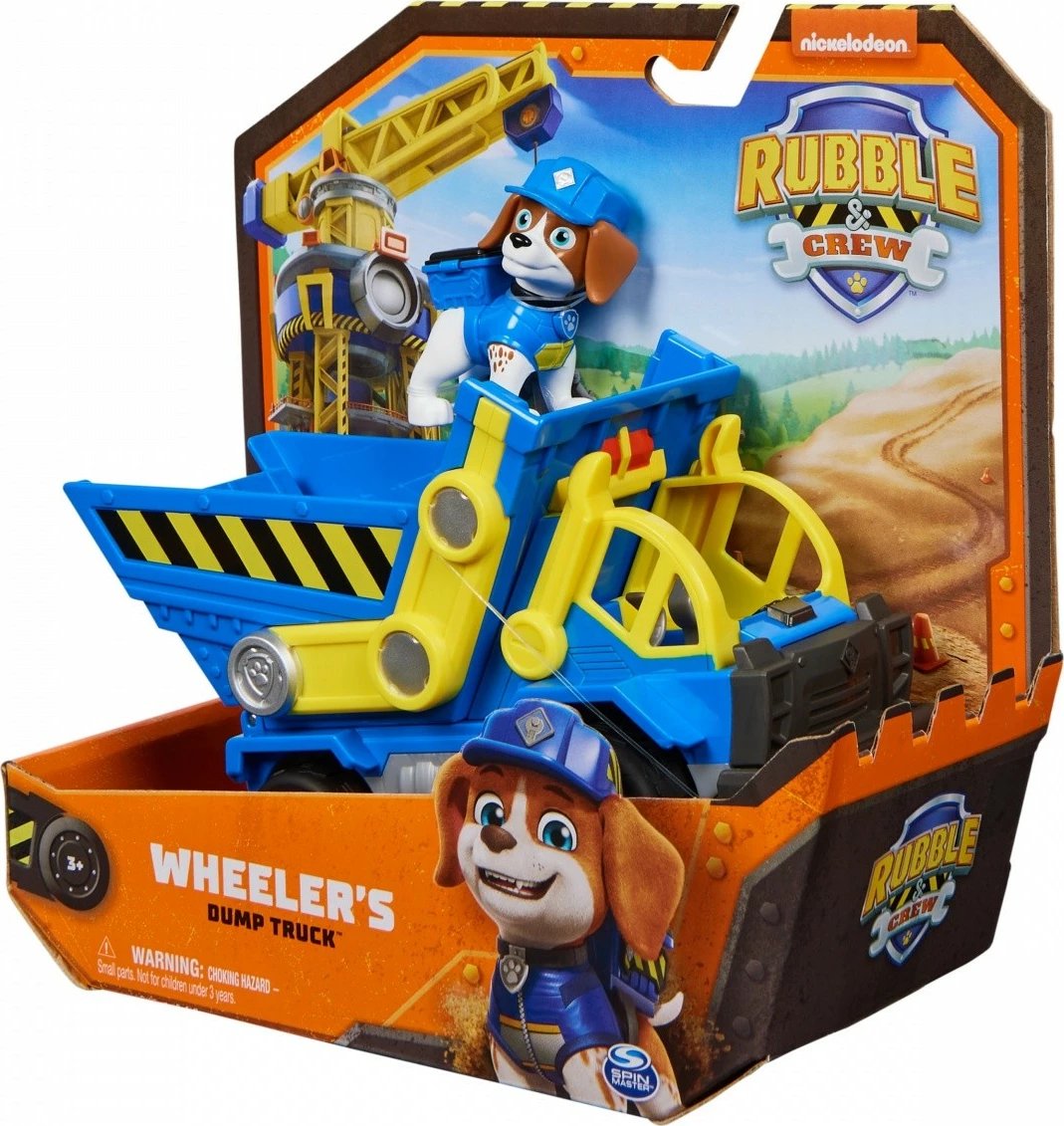Kamion ndërtimi lodër Spin Master Paw Patrol Rubble & Crew Wheeler, plastikë, Blu/Verdhë