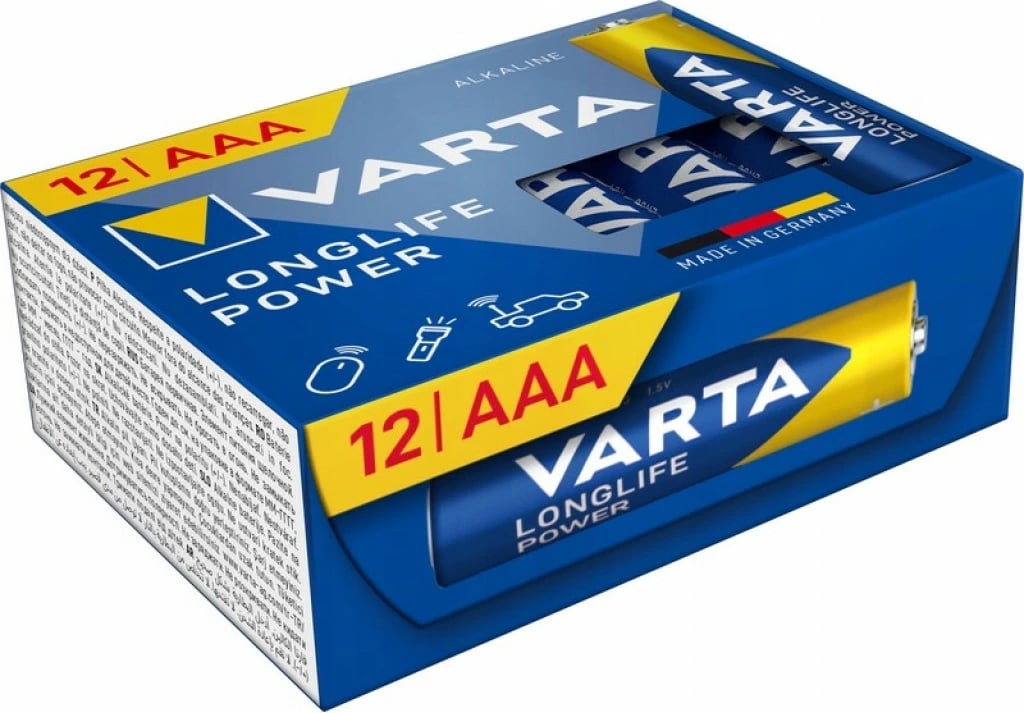 Bateri alkaline AAA Varta Longlife Power R3/LR3 1.5V 12 copë
