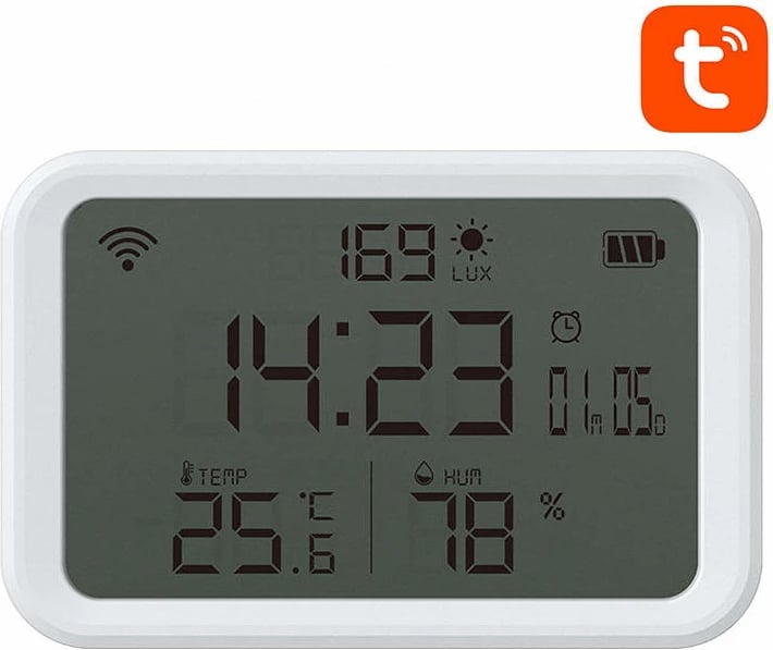 Sensor i mençur temperaturë, lagështi dhe dritë Neo NAS-CW01W, Wi-Fi, Tuya, i bardhë