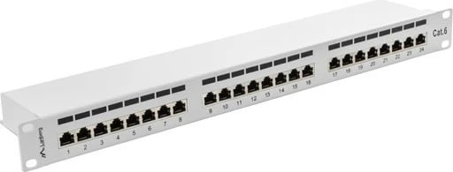 Patch panel Lanberg PPS6-1024-S, 24 porta, 1U, Cat 6, gri