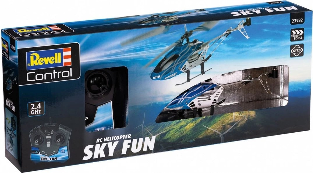 Helikopter me telekomandë Revell RC Sky Fun, 18.5 cm, i zi/blu/gri