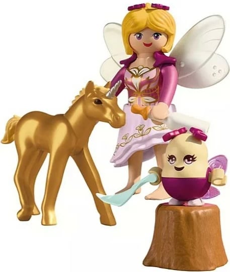 Set figurina Playmobil 71844 Princess Magic, këlysh unikorni me zanë dhe Joyling, 23 pjesë, i artë