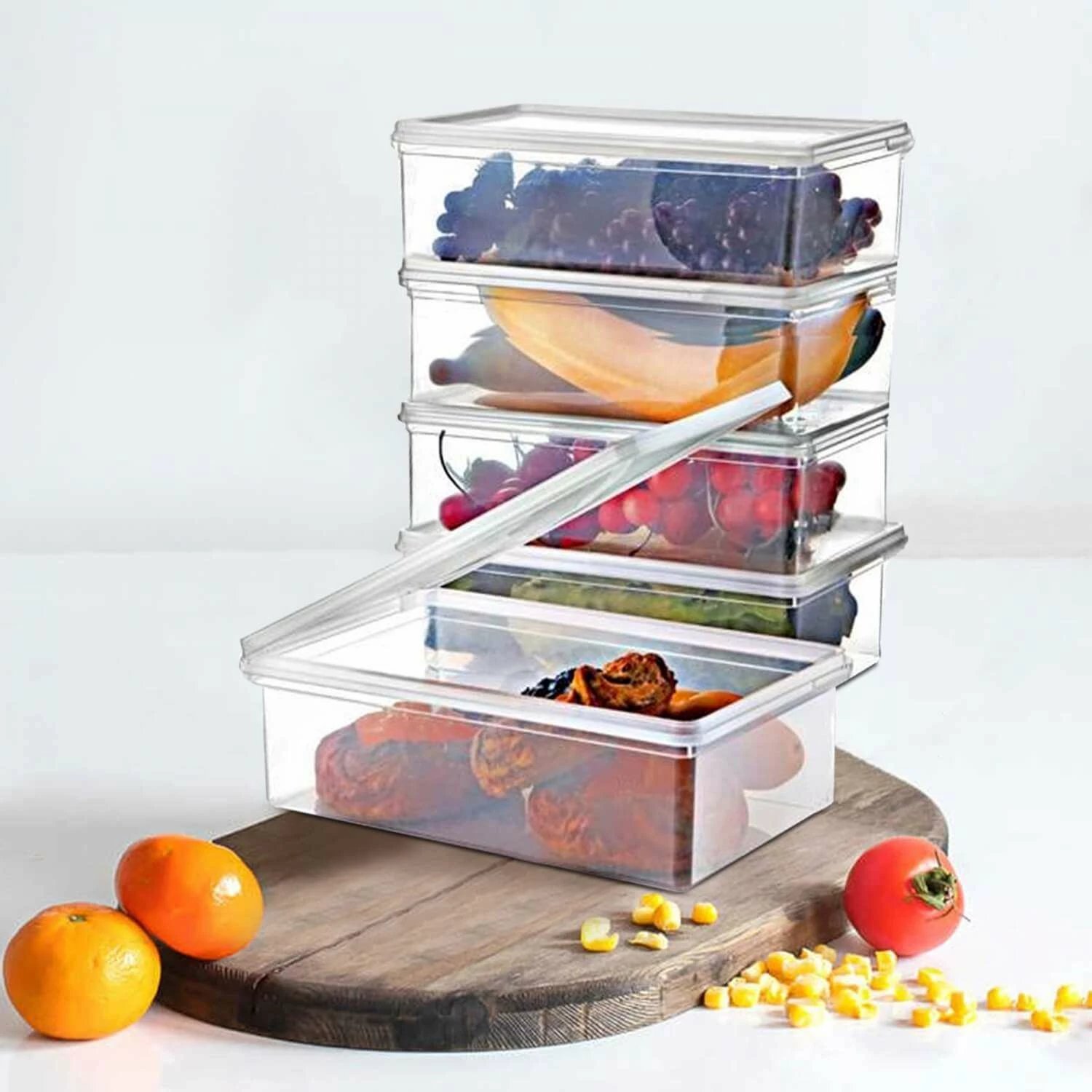 Organizues frigoriferi, transparent, 12 copë, Evila Originals, 13x17.5x5.5cm