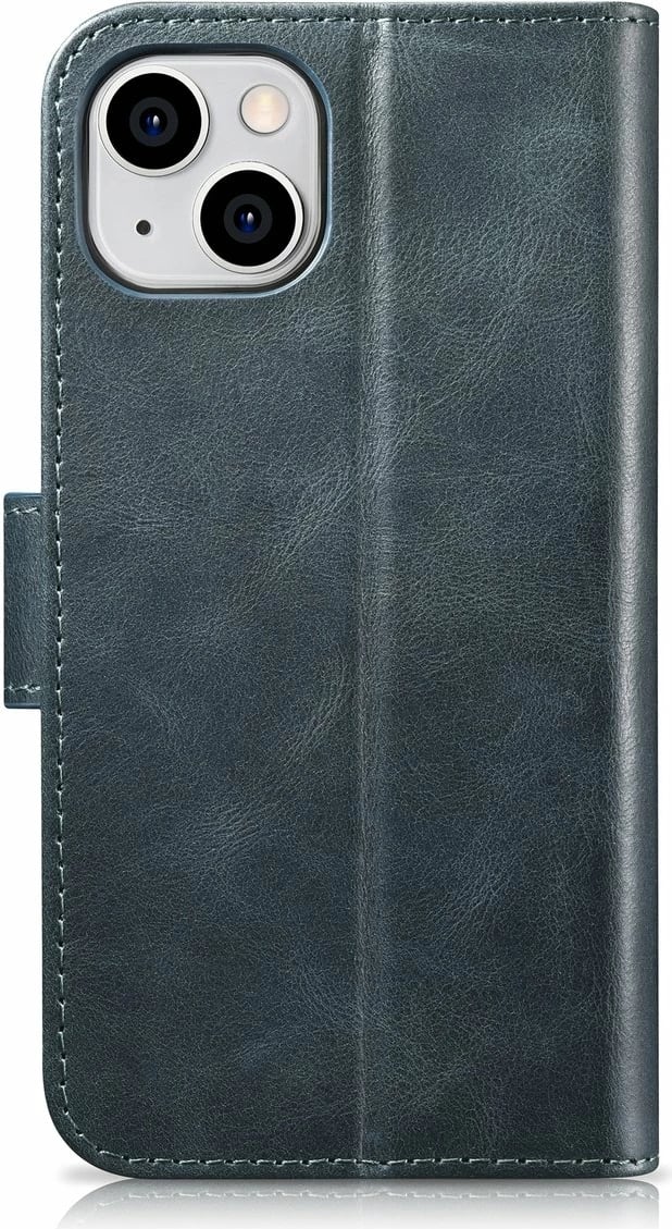 Mbështjellës iCarer Oil Wax Wallet 2in1 për iPhone 14 Plus, lëkurë, Anti-RFID, Blu