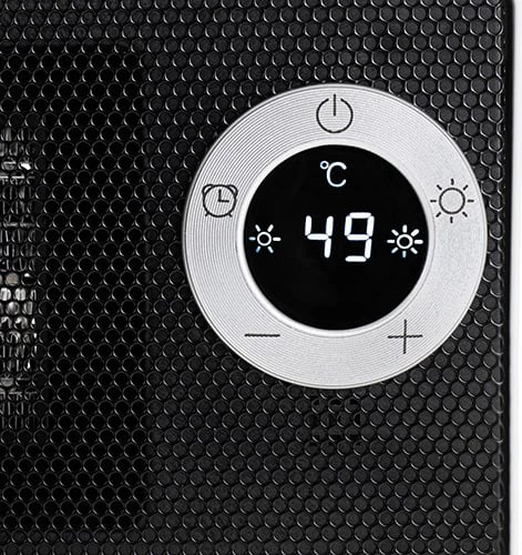 Ngrohës ventilator keramik, Adler, AD 7746, 1000W, LCD, timer 1-8h, rregullim 10-49°C, dy nivele 700W/1000W, i zi/i bardhë