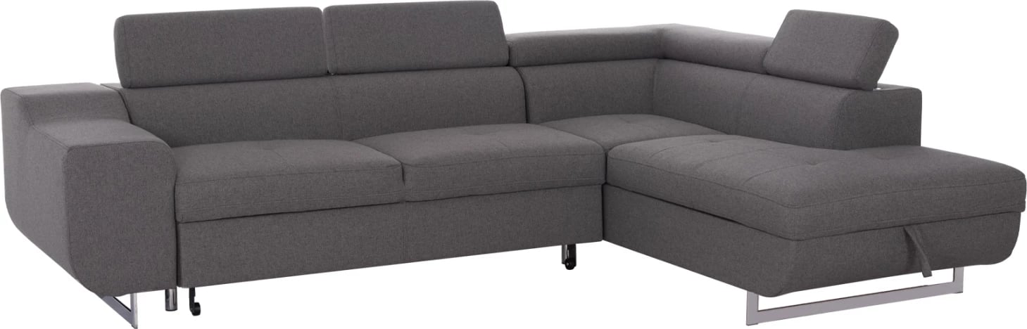 Kënd-sofë krevati me hapësirë për depo, ngjyrë gri, ENCORE FH3301.01R, 285x205x90cm