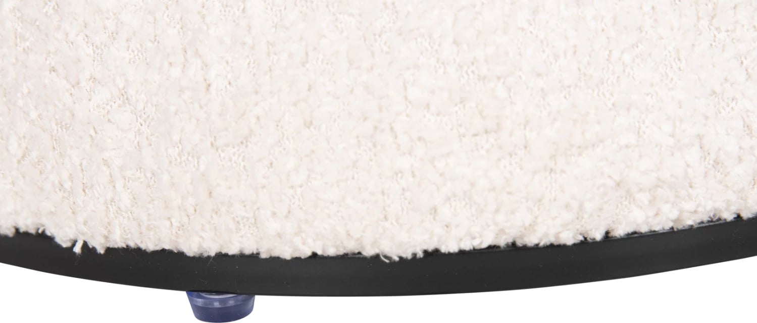 Karrige për bar, e rrumbullakët, LINNER, FH9604.06, pëlhurë boucle, ecru-detaj i zi, D38x44 cm