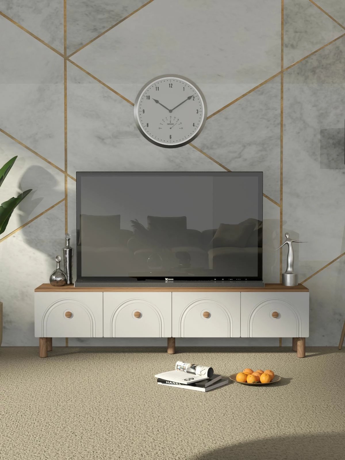 Komodë TV Skye Decor, ngjyrë Atlantic Pine dhe e bardhë, 180x47x35cm