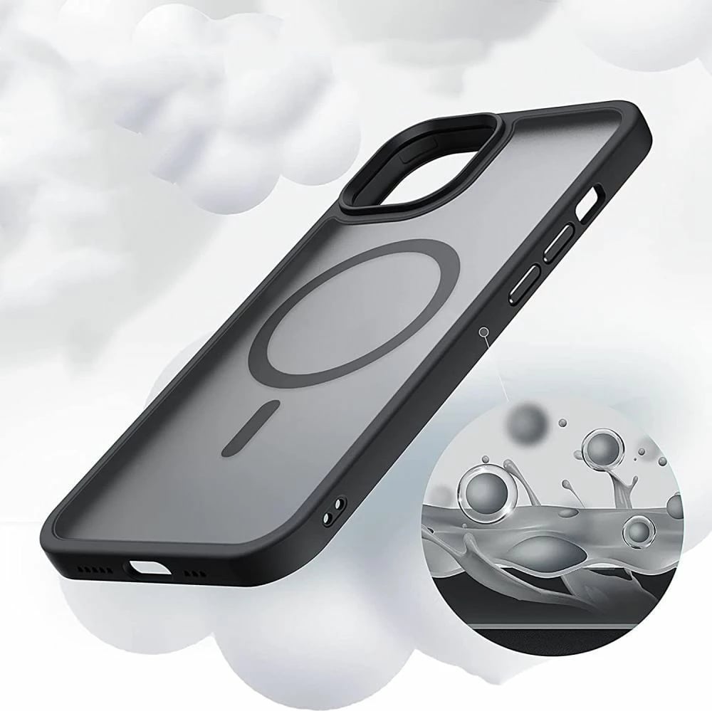Mbështjellës Tech-Protect MagMat për Samsung Galaxy S23 Ultra, MagSafe, Gjysem-transparent, i zi