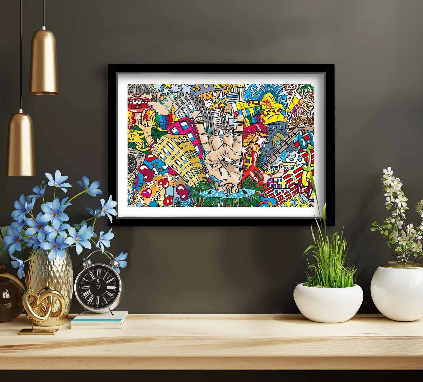 Pikturë dekorative me kornizë, MDF, shumëngjyrëshe, 3550POP-012