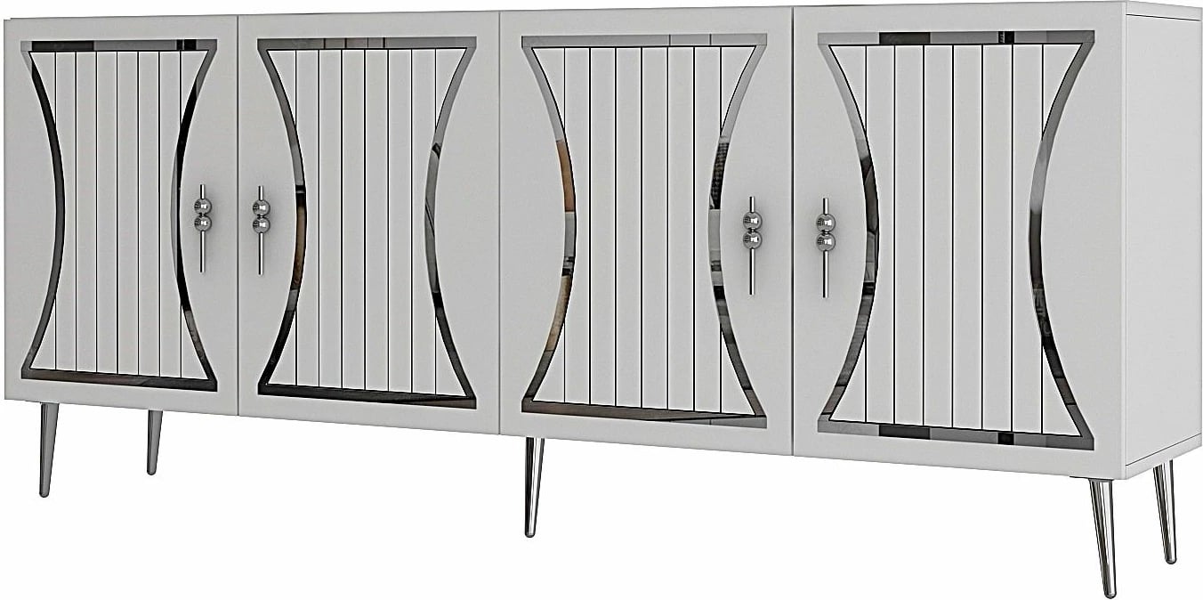 Konsol Skye Decor, e bardhë, argjend