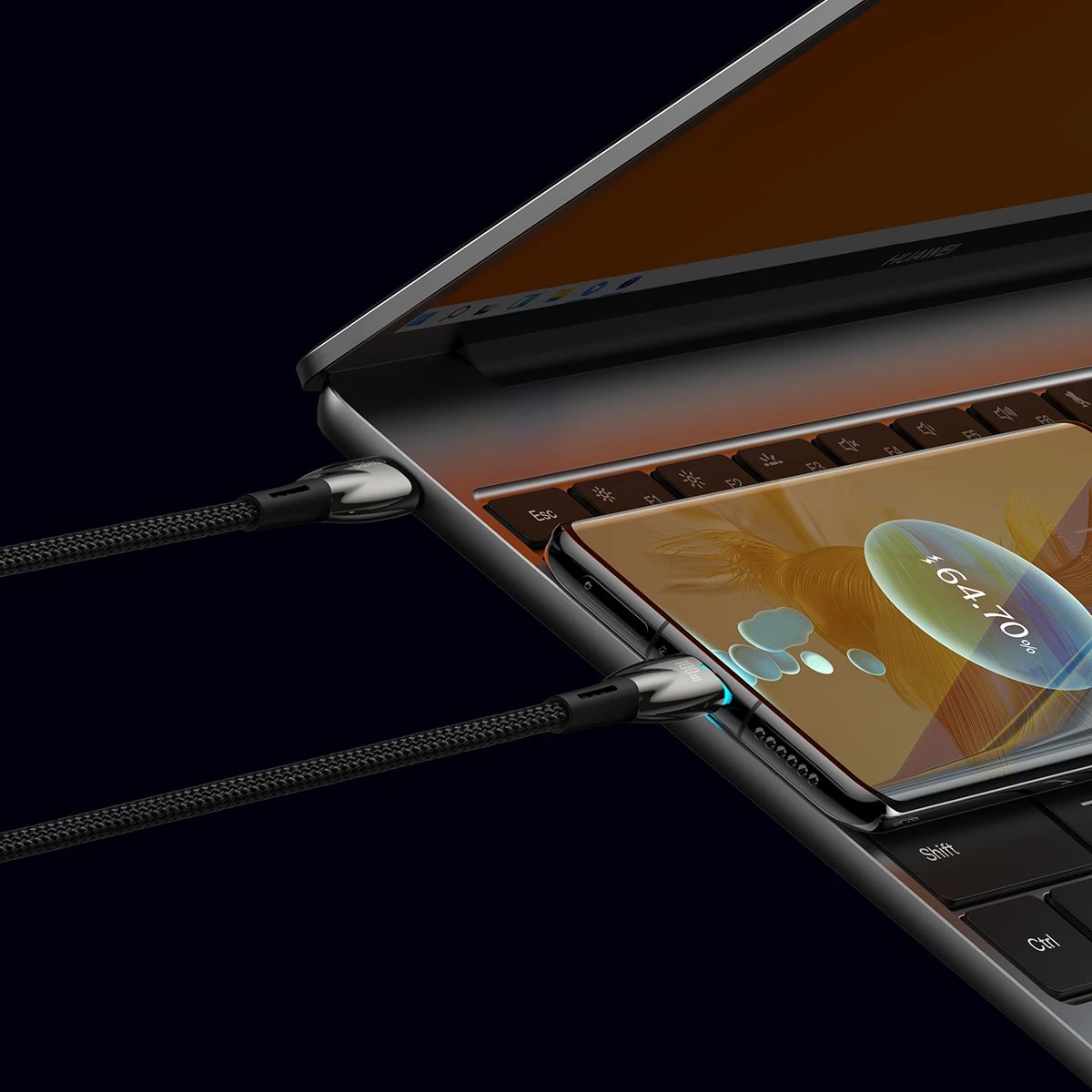 Kabllo karikimi e shpejtë Baseus Glimmer Series USB-C, 2m, 100W, 480Mbps, e zezë Kabllo karikimi e shpejtë Baseus Glimmer Series USB-C, 2m, 100W, 480Mbps, e zezë