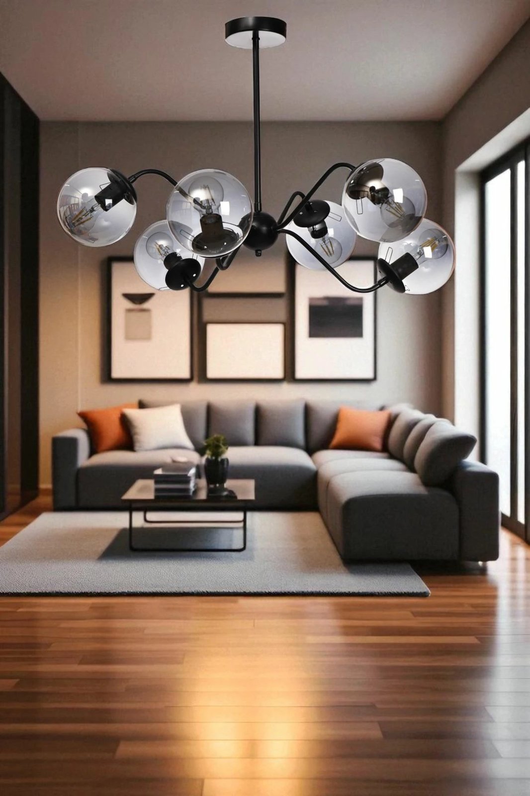 Llambadar Opviq, 8987-5, metal dhe xham, gri/zi