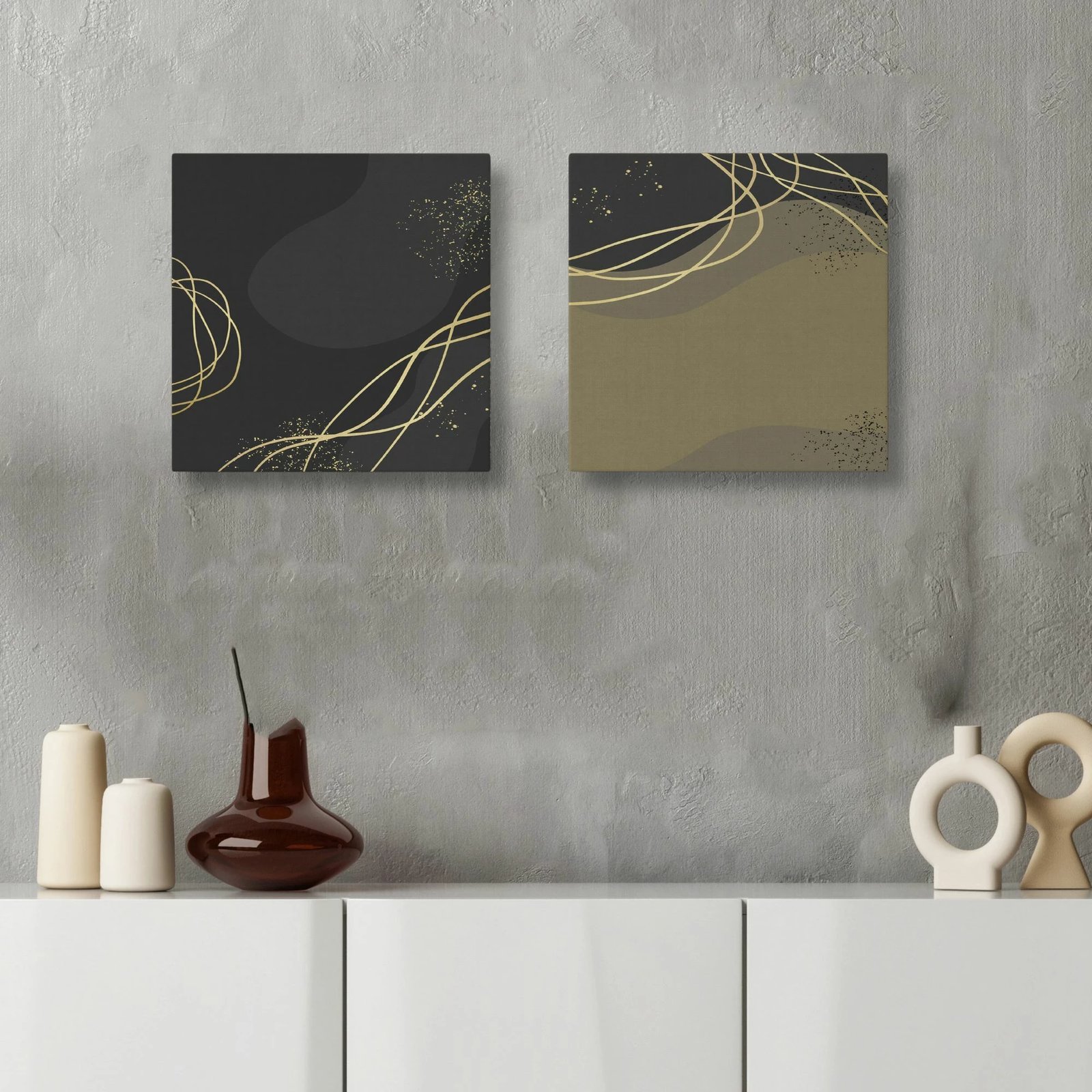 Pikturë dekorative në kanavacë (2 copë), Wallity, ASR2-CNV25-4, 40x40 cm