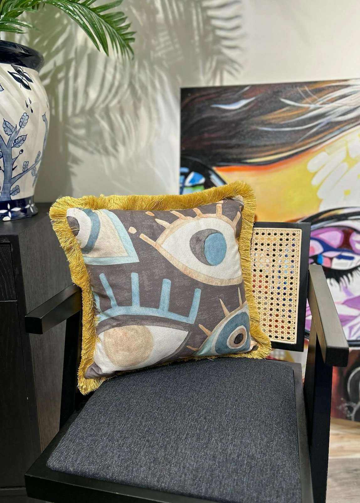 Jastëk Aberto Design, YST0411, 45x45cm, blu, ari, gri, krem