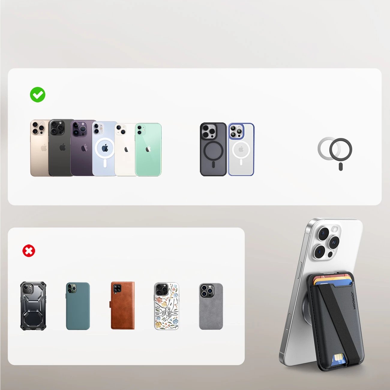 Portofol magnetik Joyroom JR-ZS432 për MagSafe, i zi