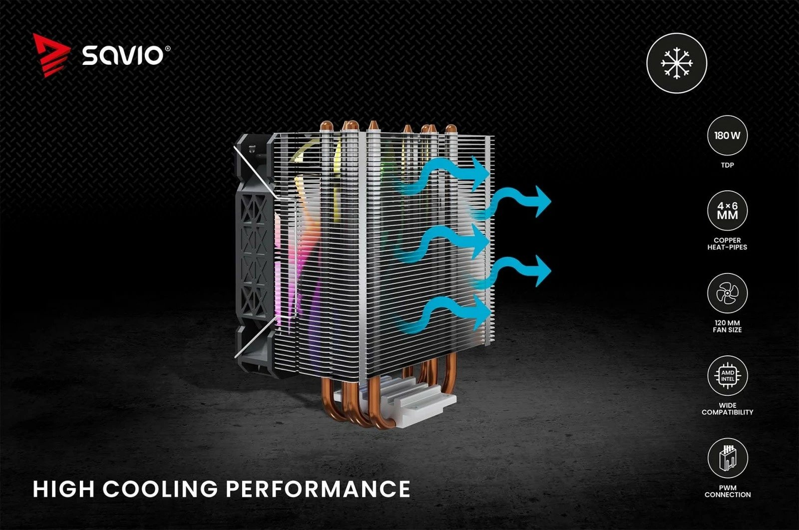 Kasë ftohëse procesori Savio Vortex X2 ARGB, 120 mm, 4 heatpipe, ARGB Kasë ftohëse procesori Savio Vortex X2 ARGB, 120 mm, 4 heatpipe, ARGB