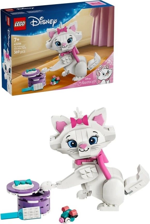 Set konstruktues LEGO Disney 43286 Aristocats Cute Marie, 369 pjesë, 7+, bardhë/rozë