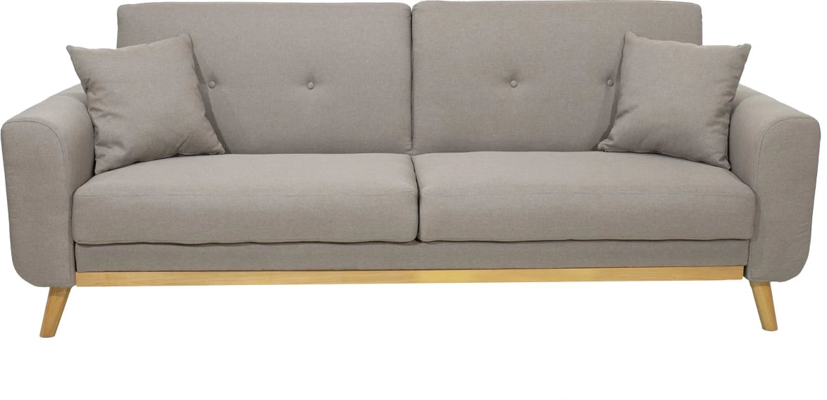 Divan 2 ulëse shtrat Carmelo, stof, bezhë-gri, 214x80x86 cm