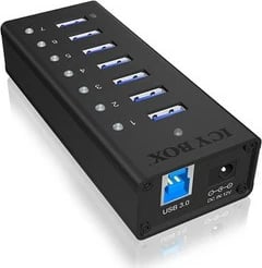 USB hub ICY BOX IB-AC618, 7 porta, USB 3.2 Gen 1, alumini, i zi