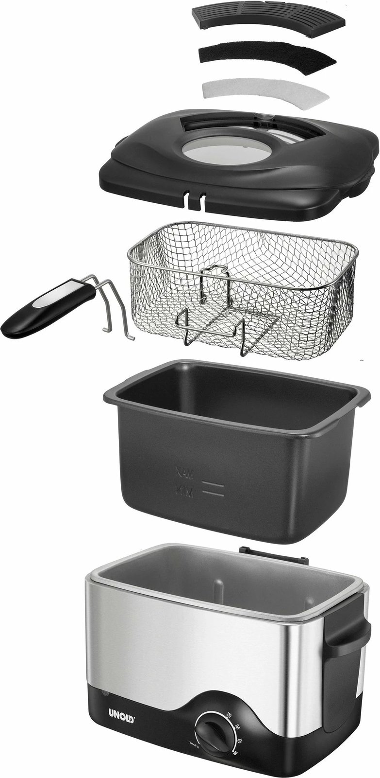 Fritezë Unold 58615, 0.5 kg, 1.5 L, 190 °C, e zezë, çelik inox
