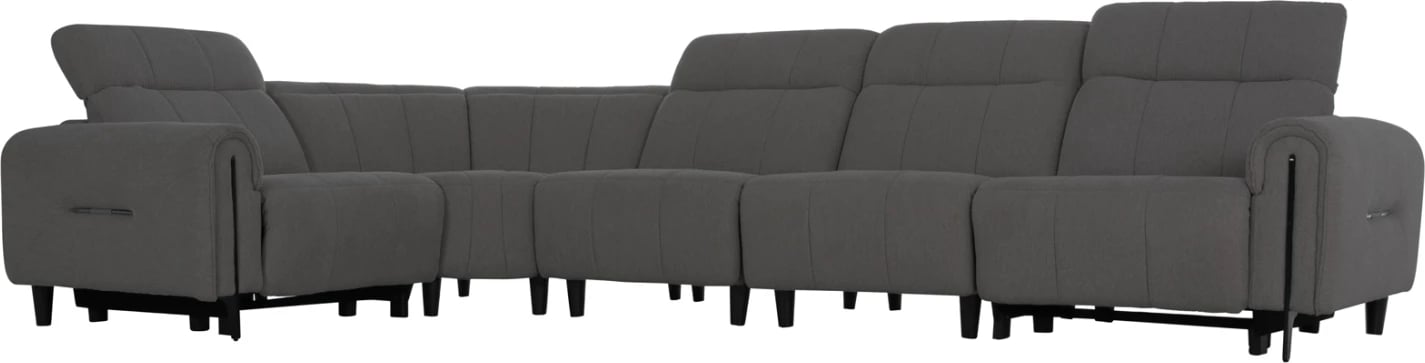 Këndore me 5 pjesë, 2 ulëse me recliner elektrik, ngjyrë gri, ORACLE FH3290.01, 293x293x98cm