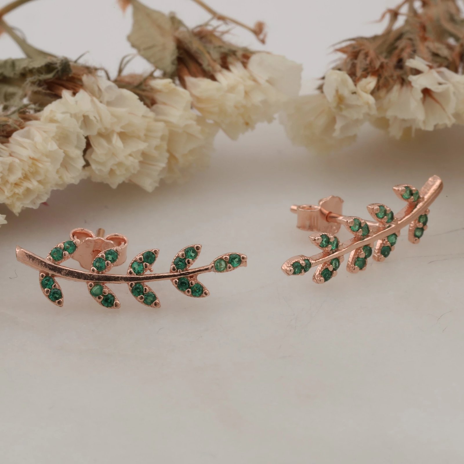 Vathë argjendi Jumeon, ngjyrë rozë ari dhe e gjelbër, 10179YSL