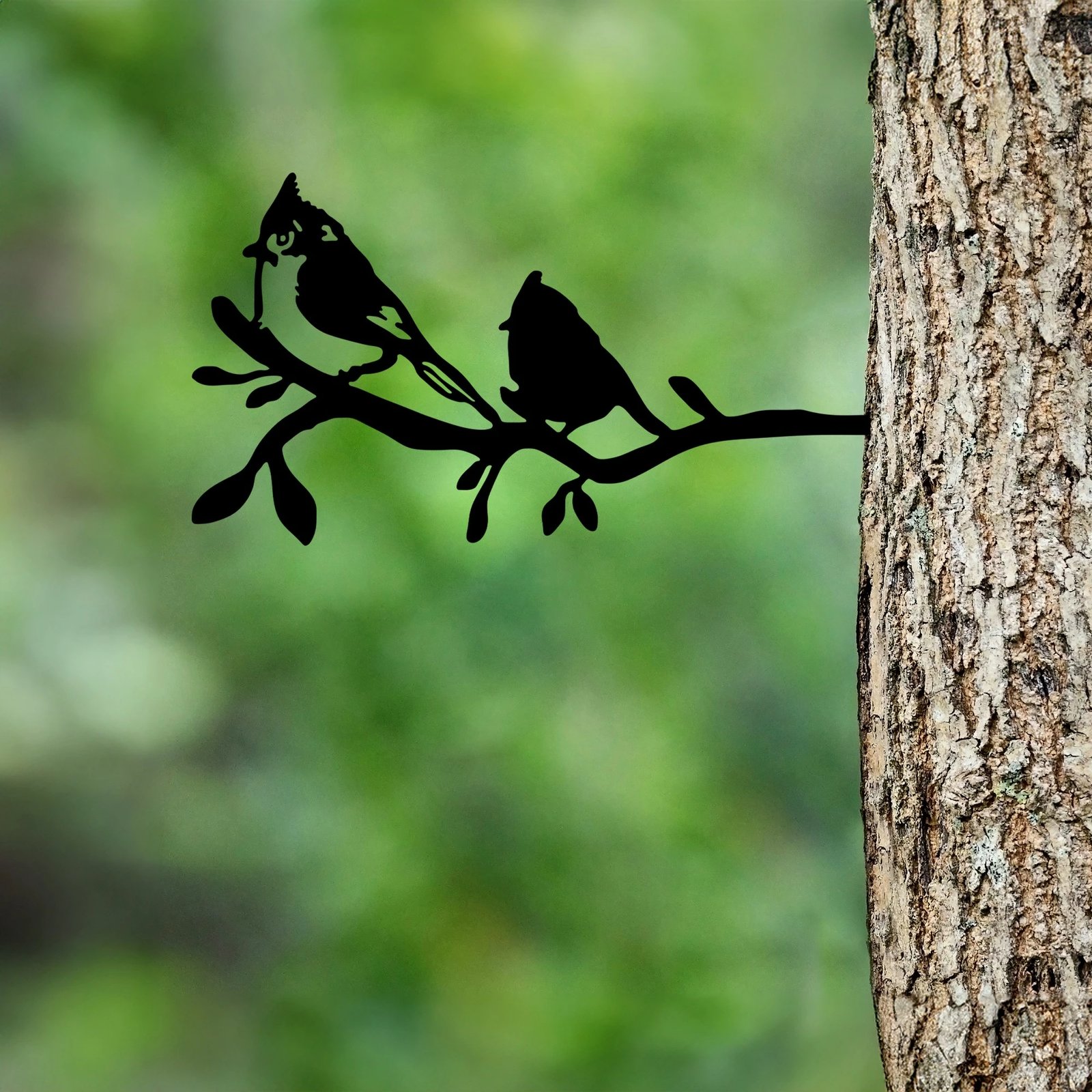 Dekor për kopsht, zogj në degë, ngjyrë e zezë, Aberto Design, 45x23cm