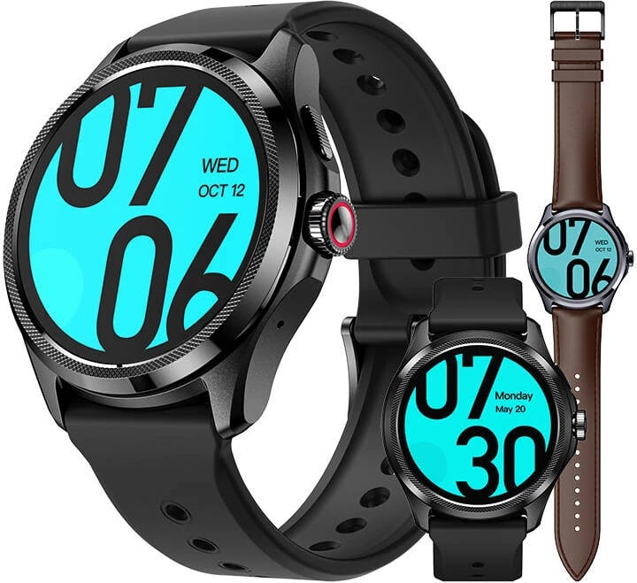 Smartwatch Mobvoi TicWatch Pro 5 GPS Elite Edition, 1.43", 32GB, 2GB RAM, i zi, set me rrip silikoni dhe rrip eco-leather