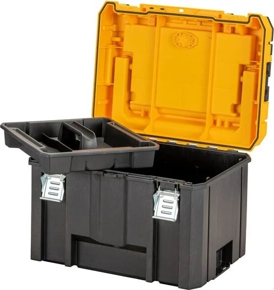 Kuti veglash DeWALT DWST83343-1, polikarbonat, 2 ndarje, zi/verdhë