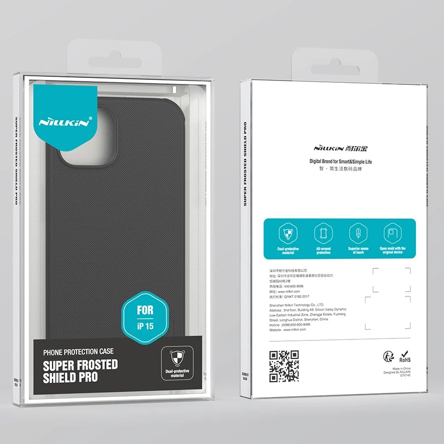 Mbështjellës Nillkin Super Frosted Shield Pro për iPhone 15 Plus, i zi