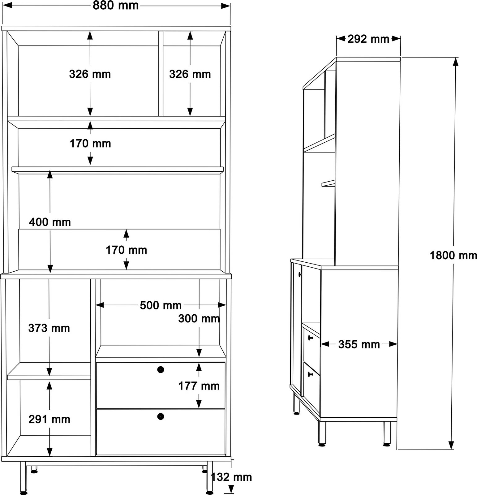Dollap multifunksional, ngjyrë lisi dhe e kuqe, Skye Decor, RE4-SK