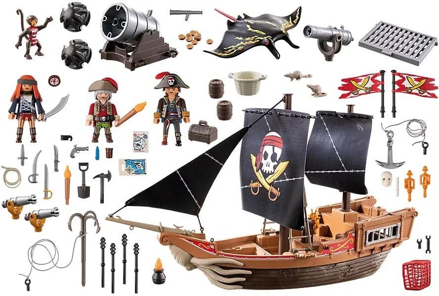 Set figurina Playmobil Pirates 71530, anije e madhe piratësh, 137 pjesë