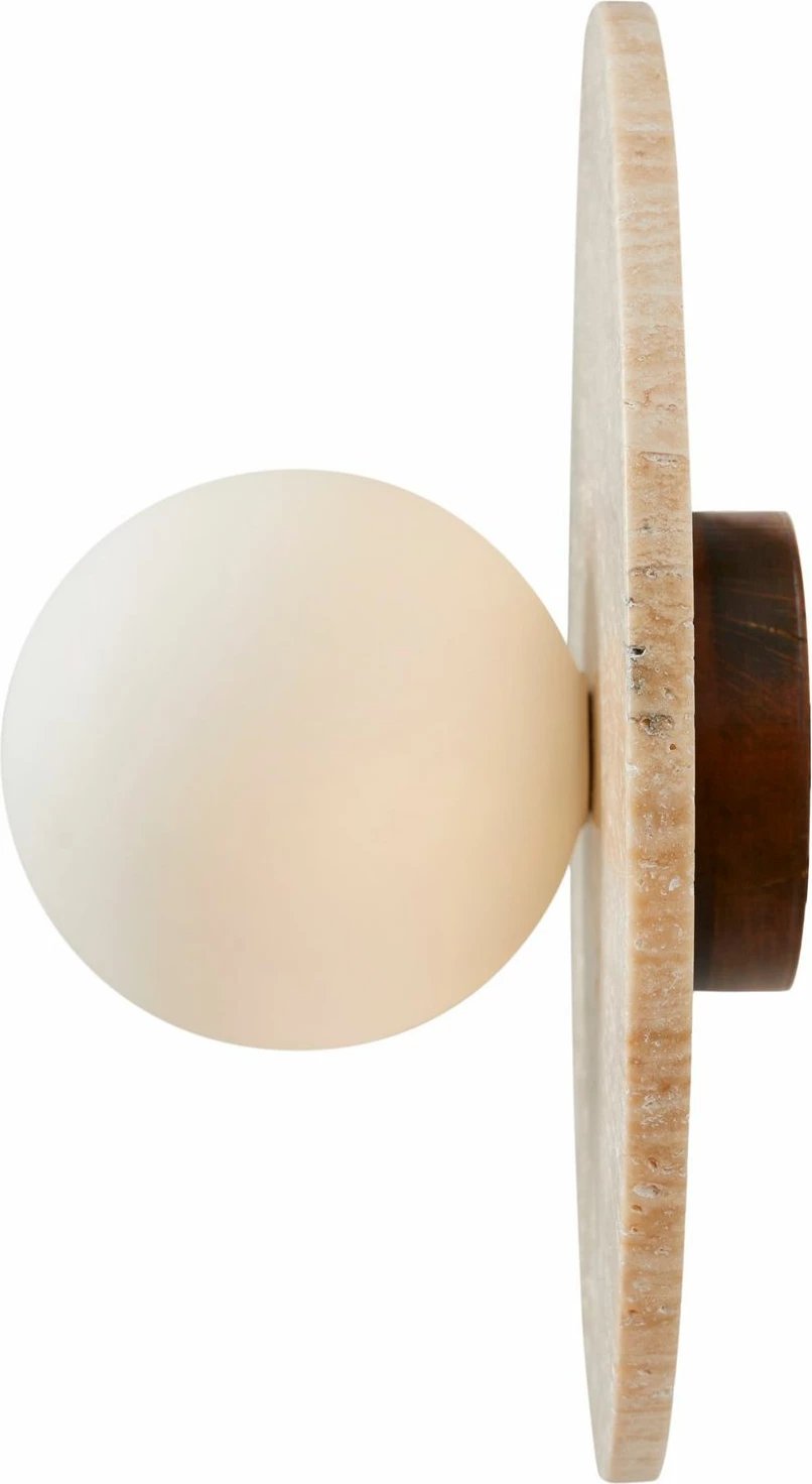 Llambë muri Opviq, Tor-Nun, trup travertini, kapak qelqi, bezhë dhe e bardhë