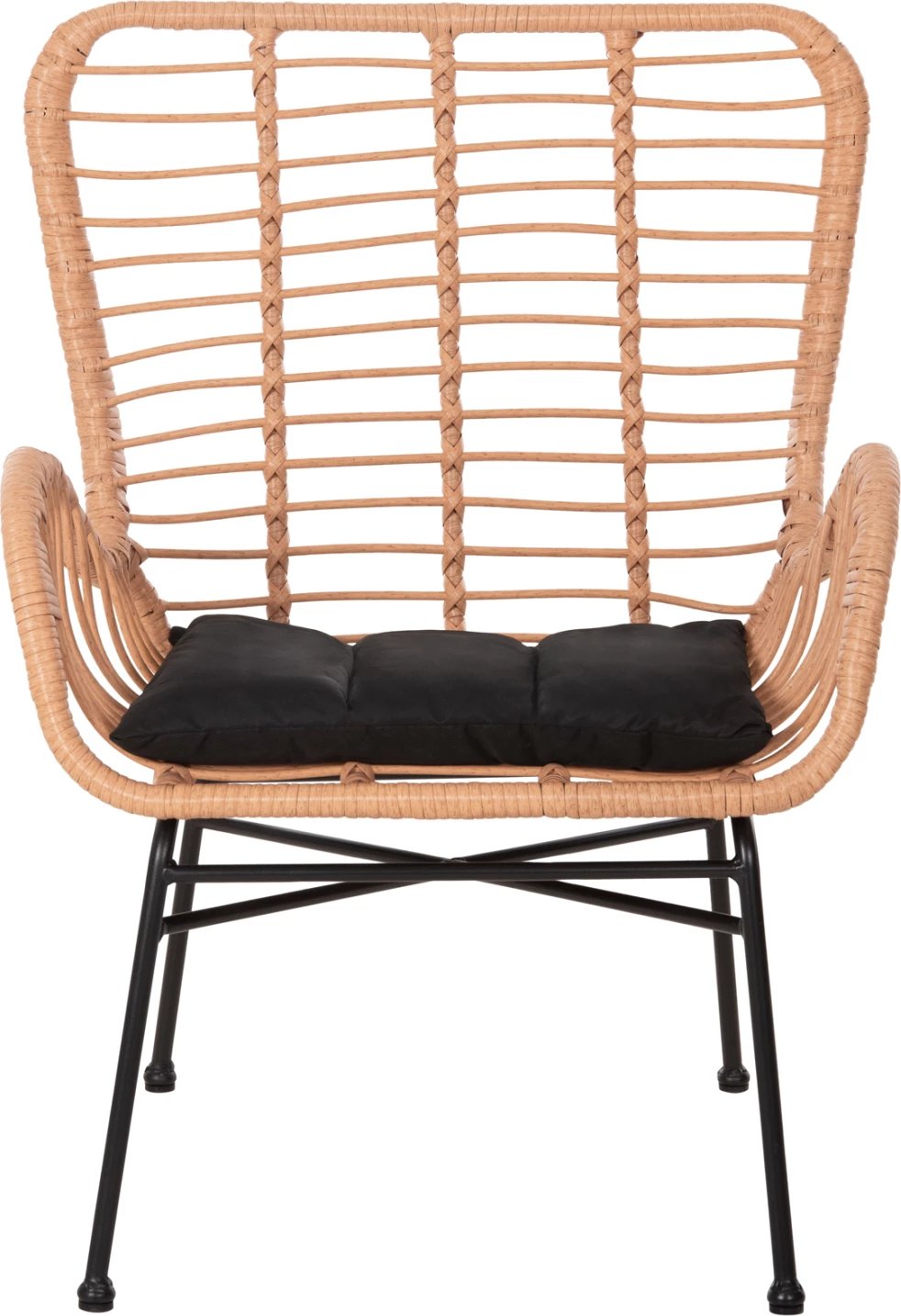 Karrige e jashtme bergere stil, Allegra, FH5704.11, p.e. rattan, ngjyrë bezhë-metal i zi, 66x59x90H cm