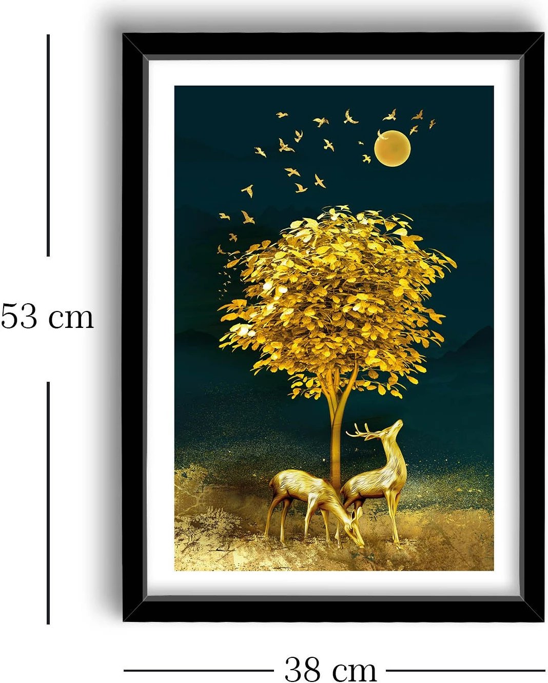 Pikturë dekorative me kornizë, MDF, 38x53cm, ngjyrë mustard, blu deti, mink, 3853NISCT-009