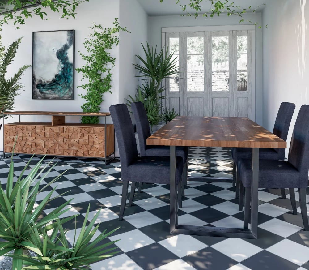 Bufe Puzzle me 3 dyer, ngjyrë arre, 175x45x75cm